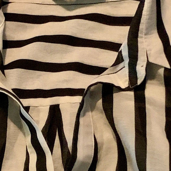 Alice & Olivia Geraldine Bow Tie Sleeve Striped Collared Tunic Top Size Small - Picture 5 of 7